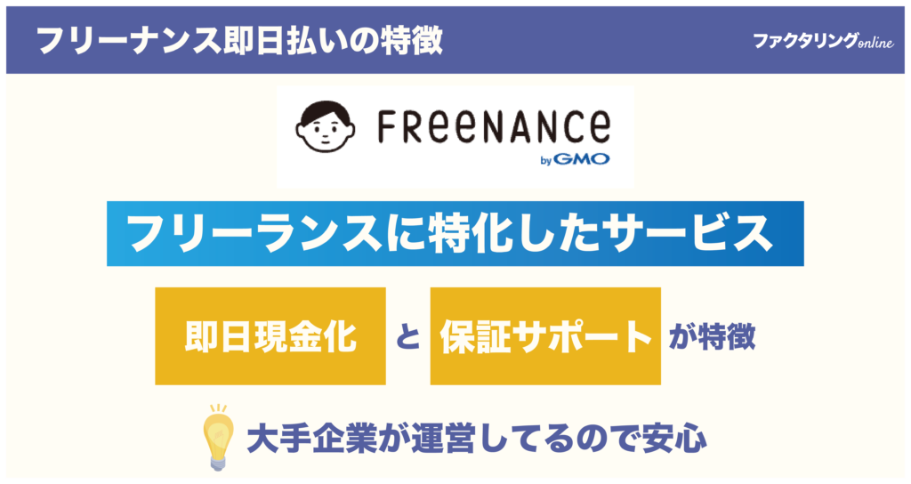フリーナンス即日払いの特徴